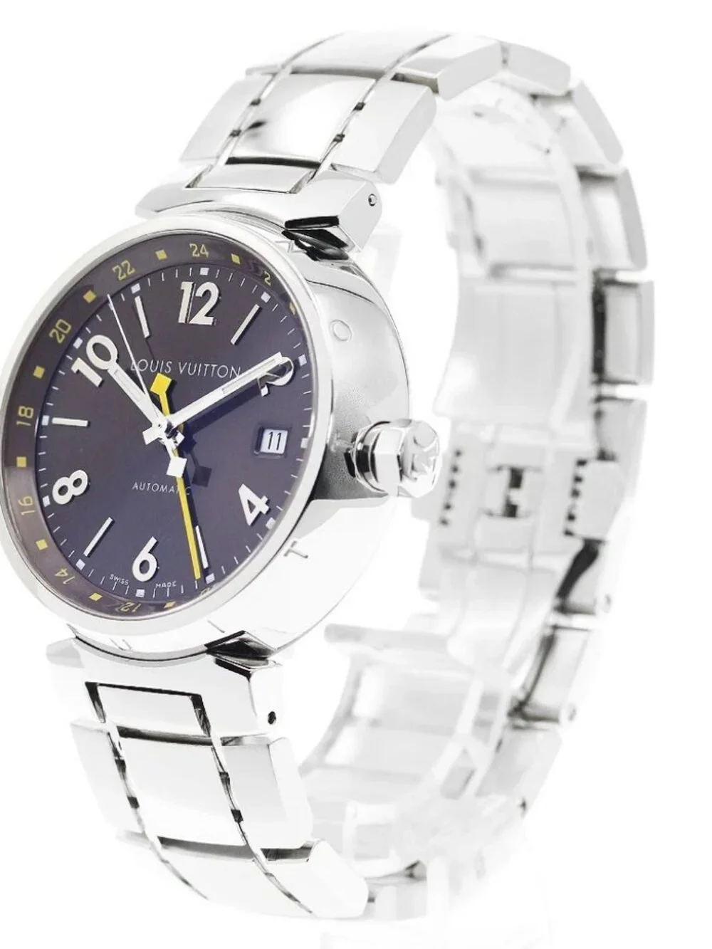 LOUIS VUITTON Tambour Q1131 GMT date Brown Dial Automatic Men's Watch_920483